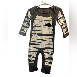 Baby Mummy Halloween Romper Bodysuit – Long Sleeve One-Piece w/ Spider Print 6-9